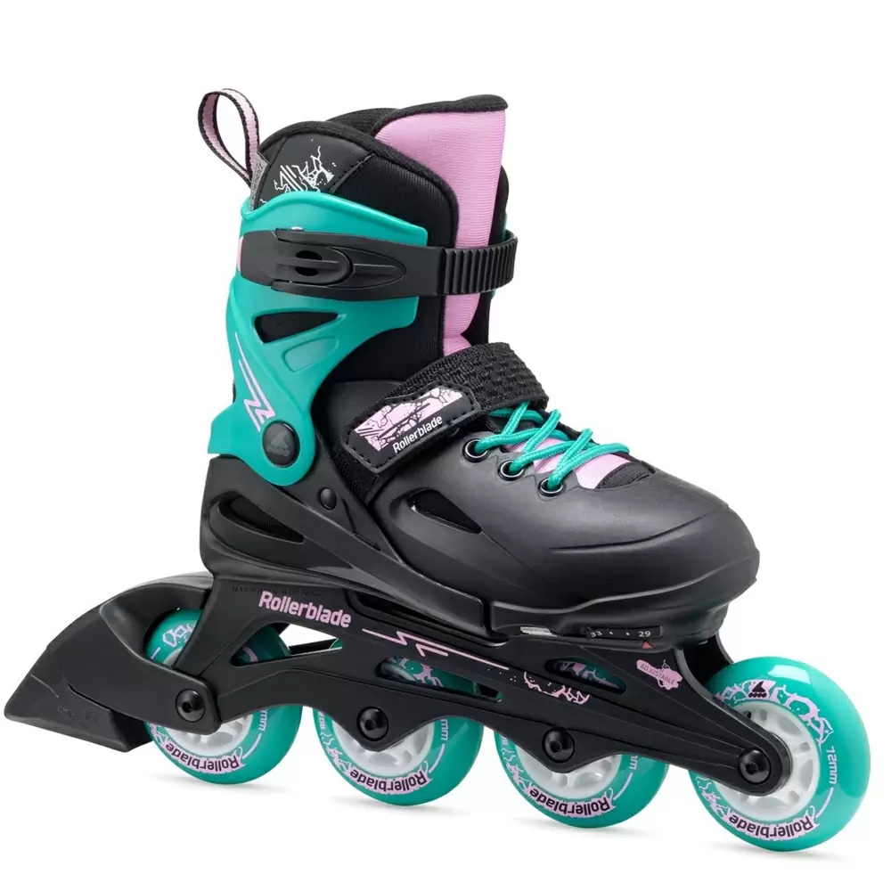 Дитячі роликові ковзани Rollerblade Fury Black Sea Green — <Фото №1>