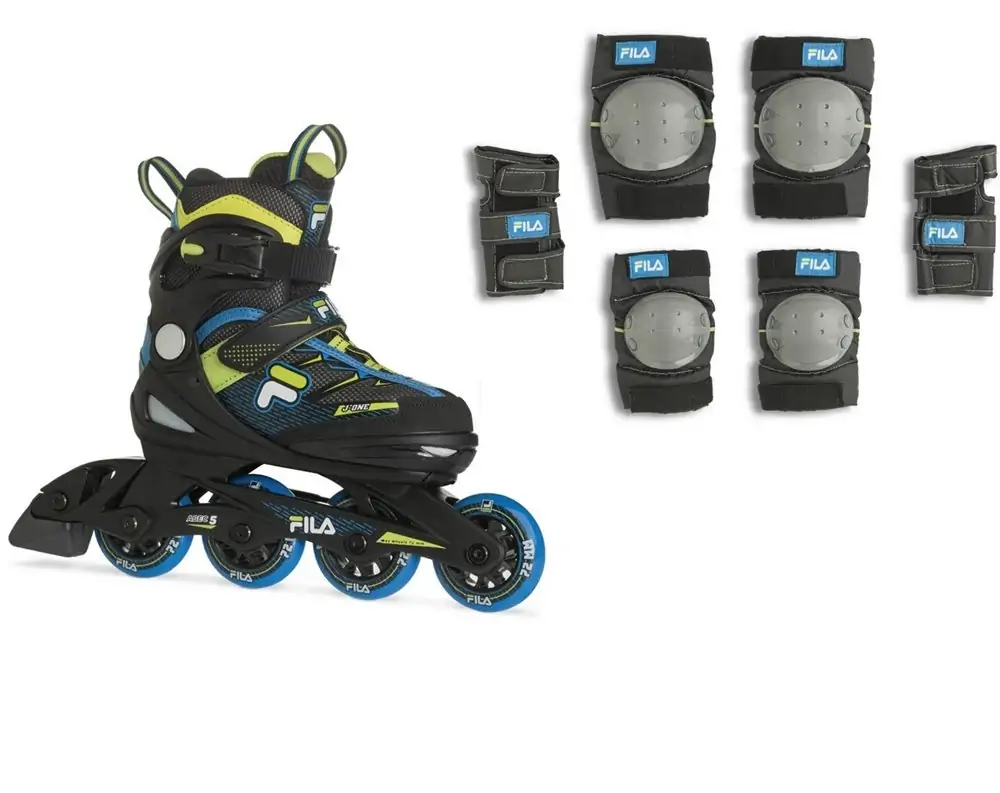 Дитячі ролики із захистом  Fila J-One Combo 2 Set Blue Lime — <Фото №1>