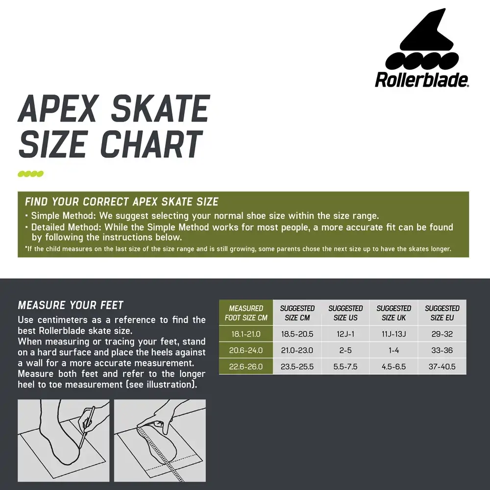 Розмірна сітка Rollerblade Apex — <Фото №8>