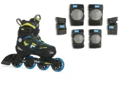 Дитячі ролики із захистом Fila J-One Combo 2 Set Blue Lime