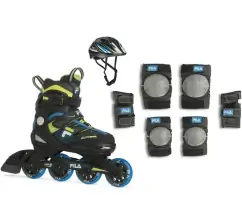 Ролики дитячі з комплектом Fila J-One Combo 3 Set Blue Lime