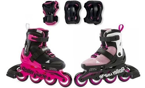 Ролики для дівчинки із захистом Rollerblade Microblade Combo G pink